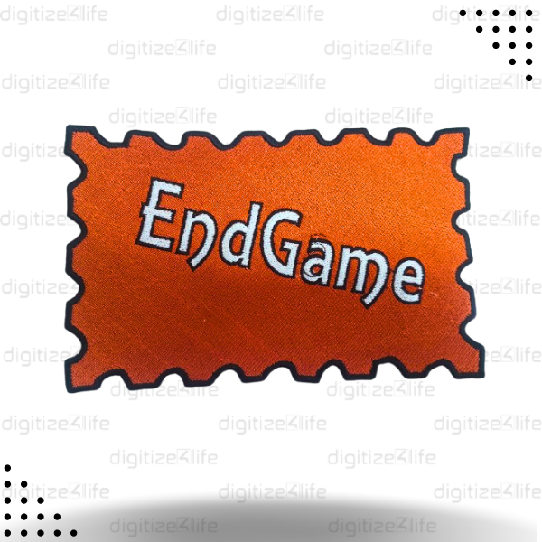 End Game Text BG Orange Embroidered Patch
