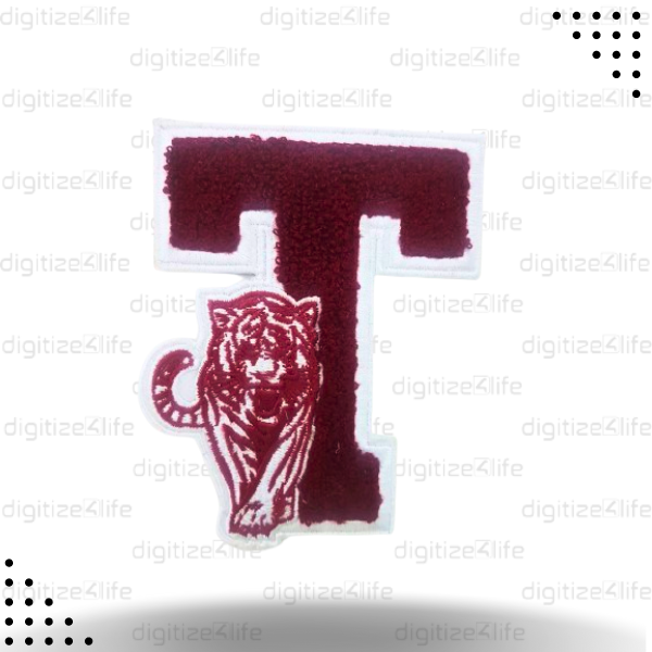 Tiger with Letter T Chenille Patch