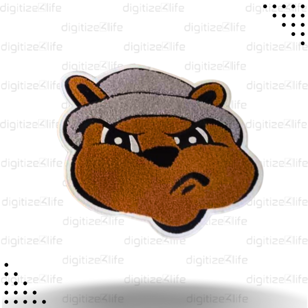 Bear with Gray Cap Chenille Patch