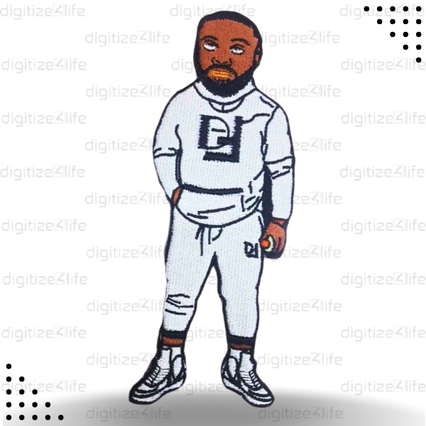 Boy Wearing White Tracksuit Embroidered Patch