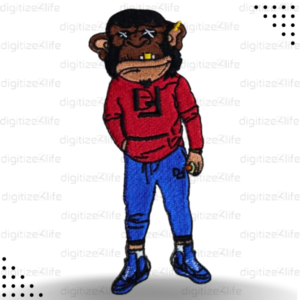 Golden Teeth Dressed Up Monkey Embroidered Patch