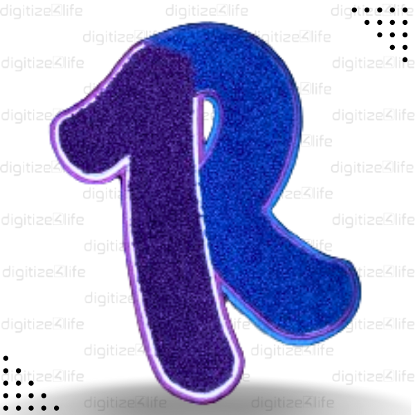 Purple And Blue Letter R Chenille Patch