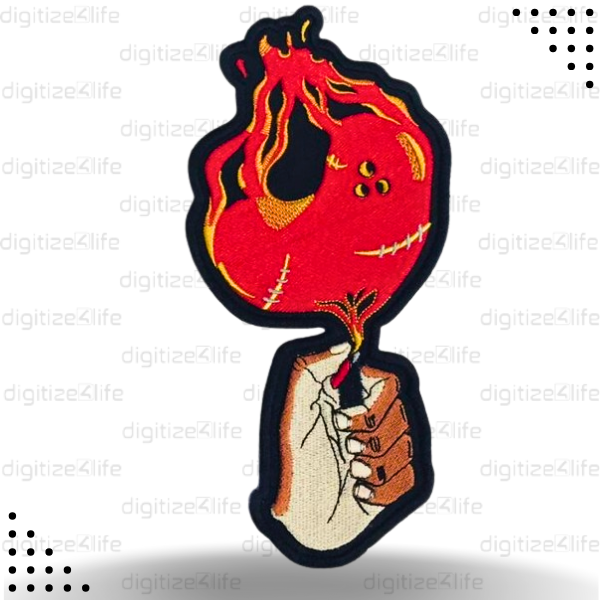 Hand with Fire Embroidered Patch