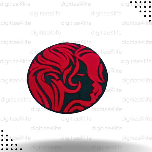 Lady Face in Circle Chenille Patch