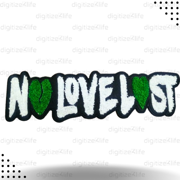 No Love Lost Horizontal Text Chenille Patch