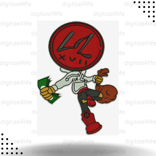 Coin Faced Man Applique Embroidery