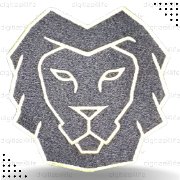Gray Lion Face Embroidered Patch