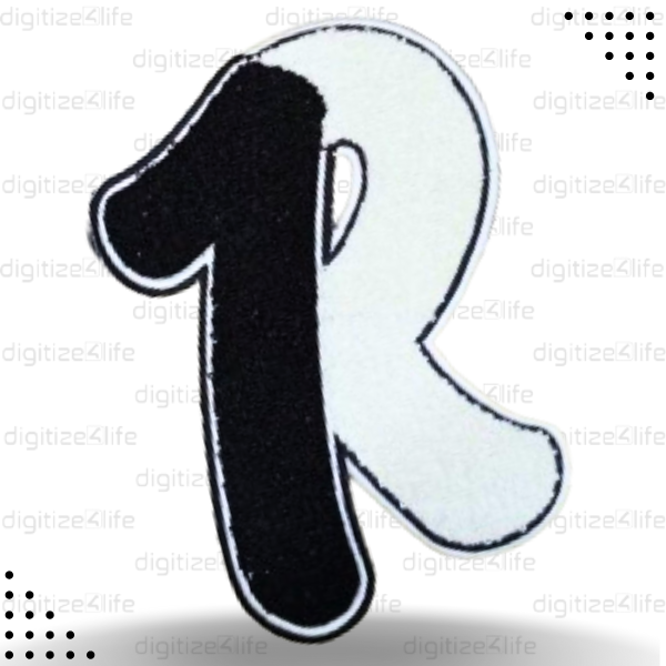 Black And White Letter R Chenille Patch