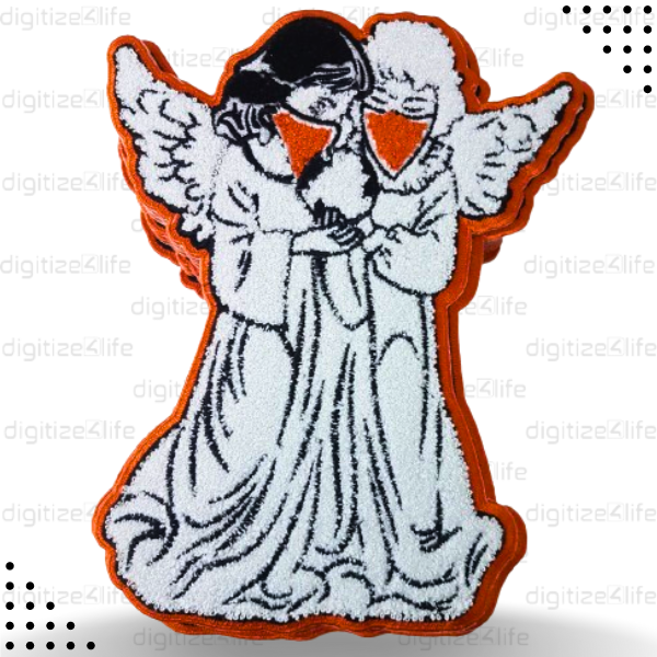 Two Angels Holding World Chenille Patch