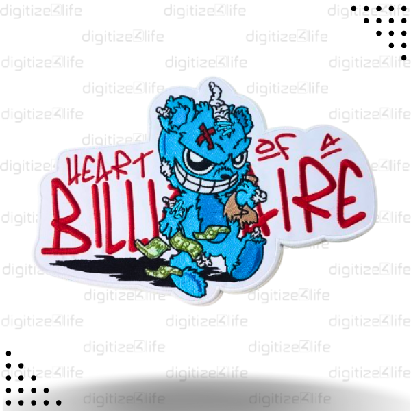 Blue and Red Bear Throwing Money  Embroidered Patch
