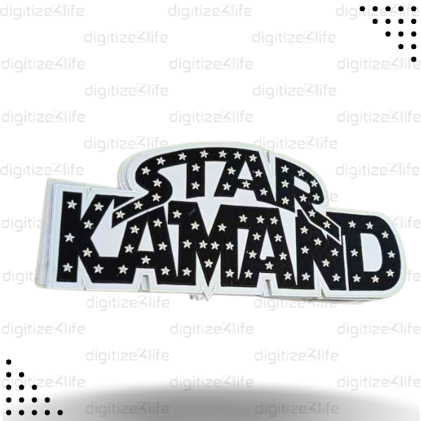 Star Kamand Written with Black and Stars Embroidered Patch
