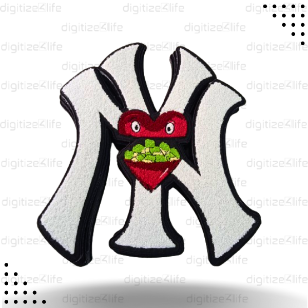 Design with Money Heart Chenille Patch