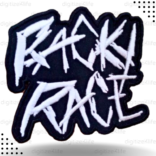 Black BG Racky Race Embroidered Patch