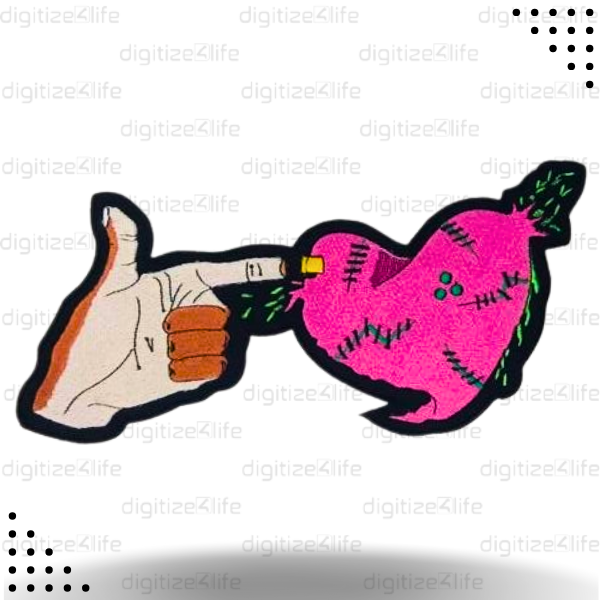 Finger Pointing on Heart Embroidered Patch