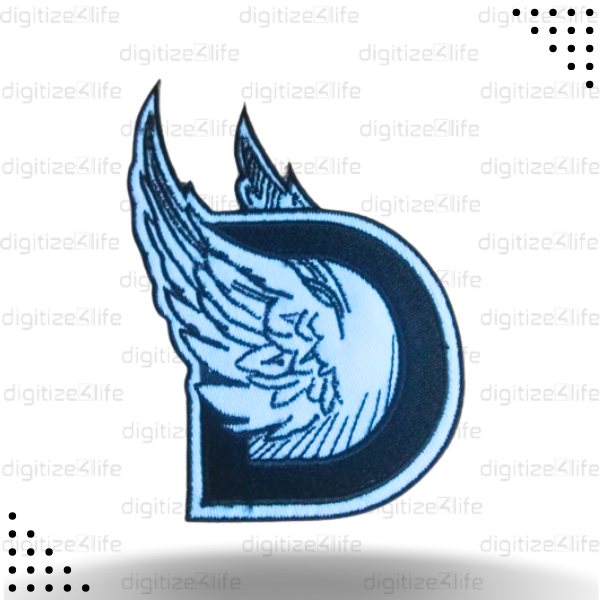 Letter D with Wings Embroidered Patch