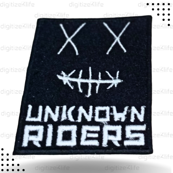 Unknown Riders Text Embroidered Patch