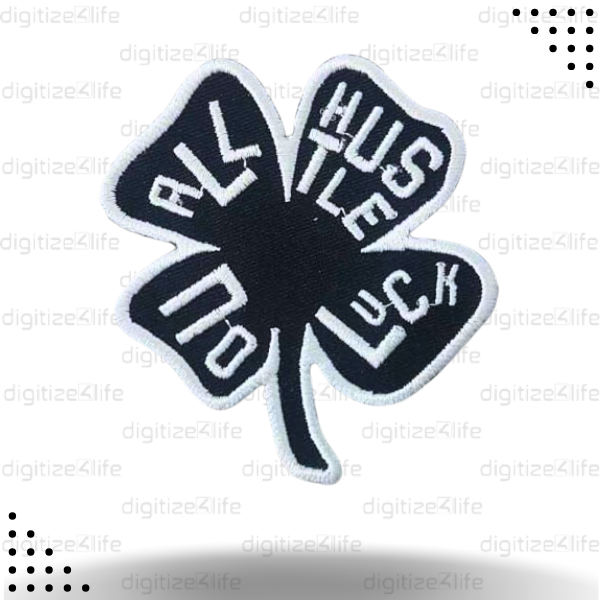 Black and White Leaf Clover Embroidered Patch 2