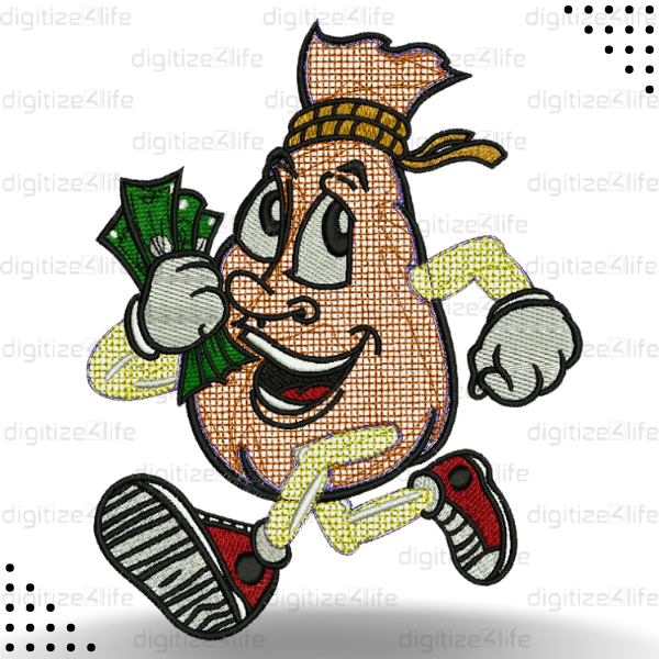 Potato Head money in hand Flat Embroidery