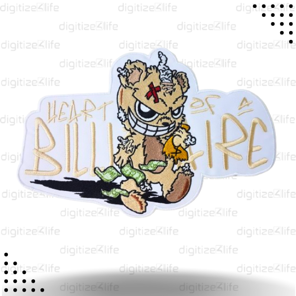 Beige Bear Throwing Money  Embroidered Patch