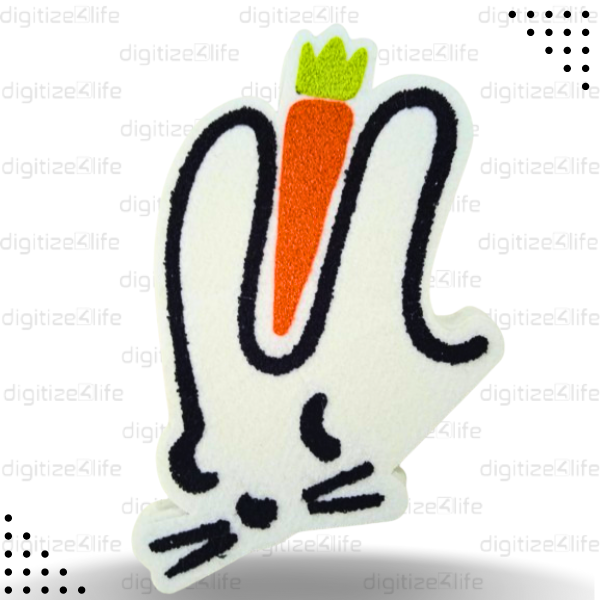 Carrot in between White Rabbit Ears Chenille Patch