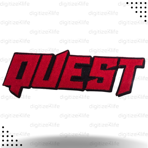 Red Quest Word Embroidered Patch