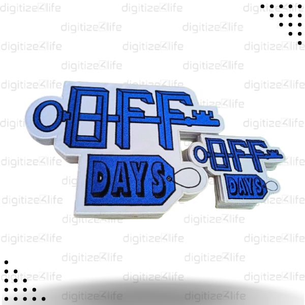 Off Days Written with Blue Color  Embroidered Patch