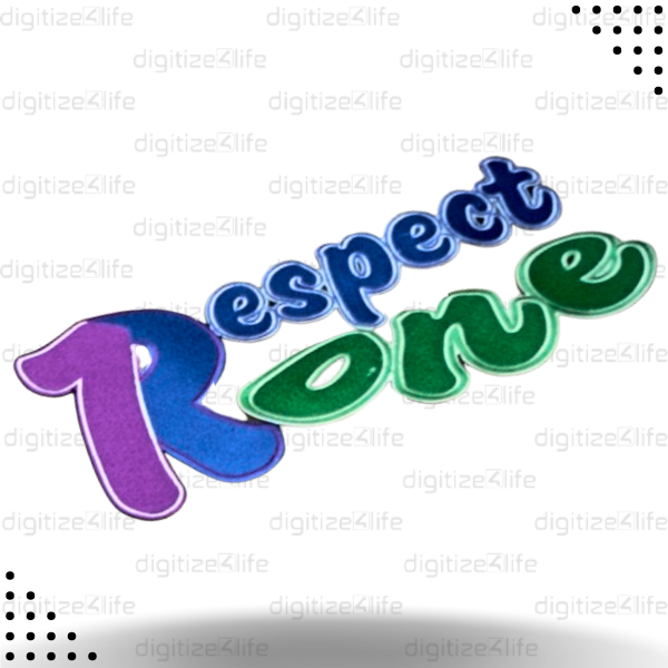Multicolored Respect One Text Embroidered Patch