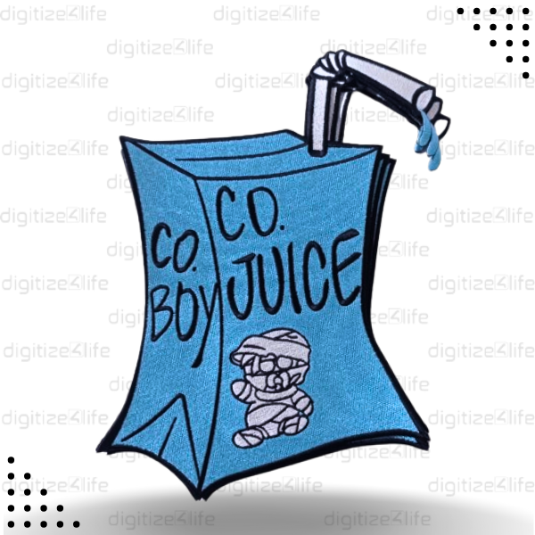 Blue Juice Box Embroidered Patch