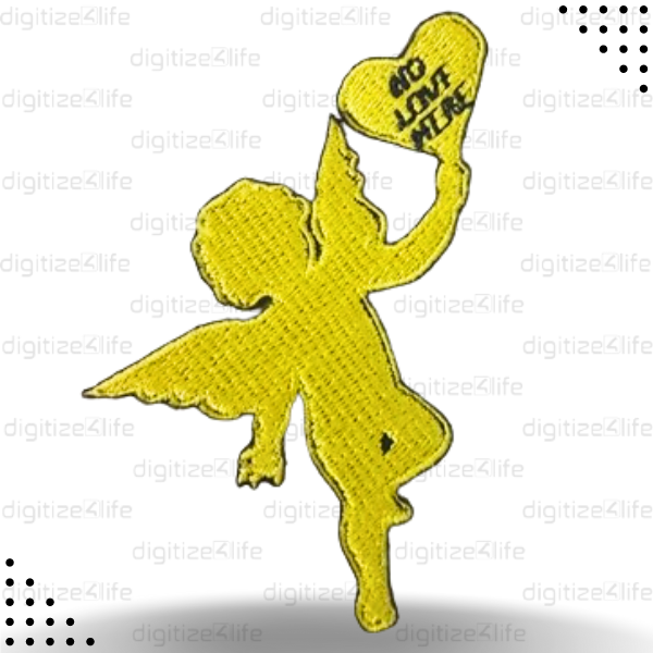 Yellow Angel Holding Heart Embroidered Patch