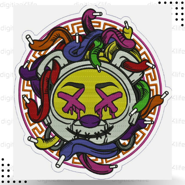 Joker With Worms Flat Embroidery