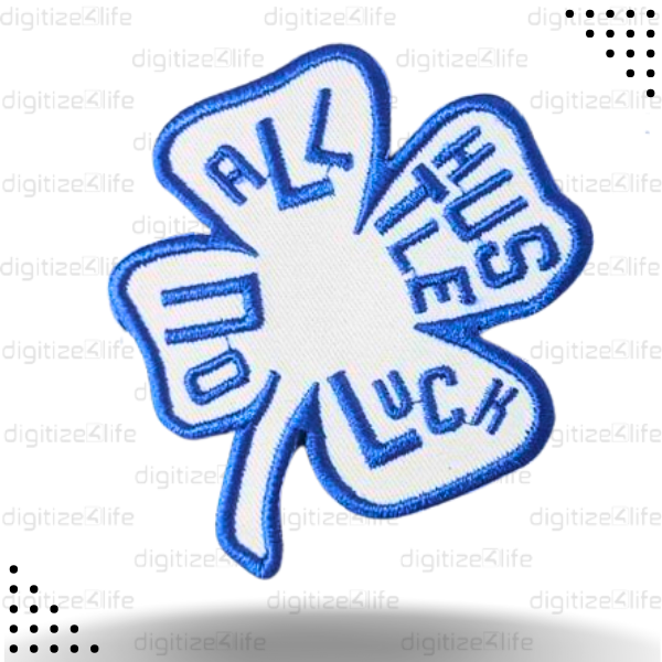 Blue and White Leaf Clover Embroidered Patch