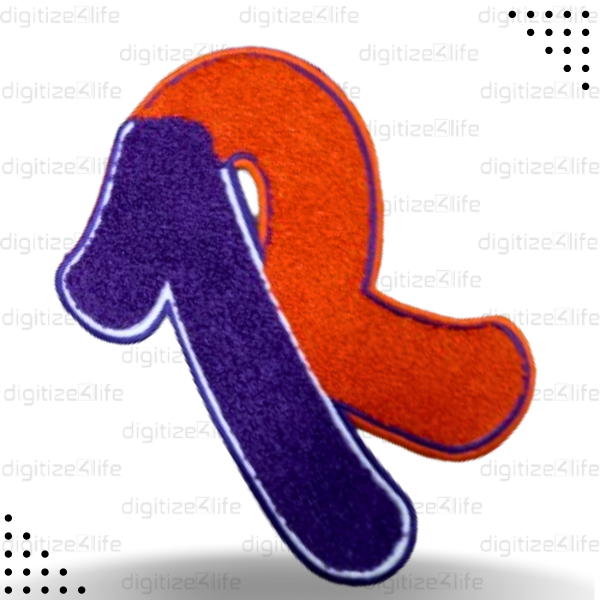 Purple and Orange Letter R Chenille Patch