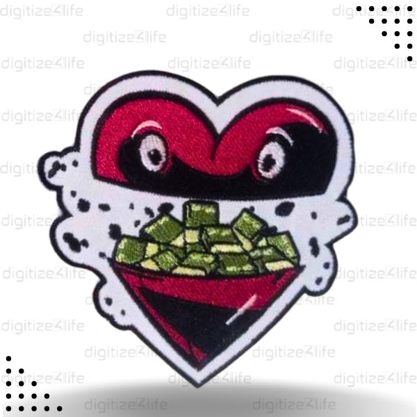 Red Heart Embroidered Patch