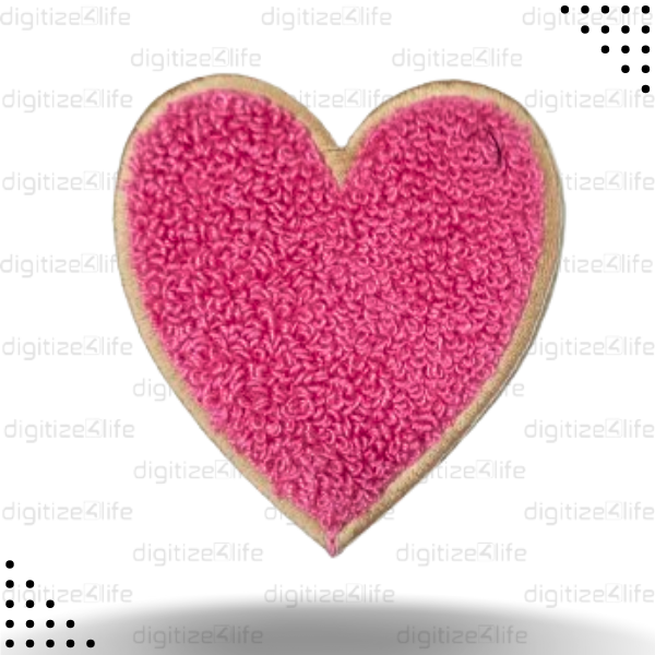 Pink Heart Chenille Patch