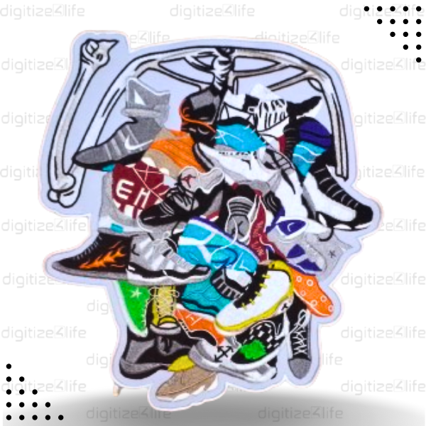 Shoes and Skeleton Embroidered Patch