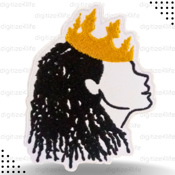 Queen with Curls Embroidered Patch