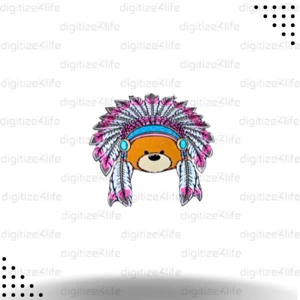 Cartoon Bear with Cultural Wings Chenille Patch