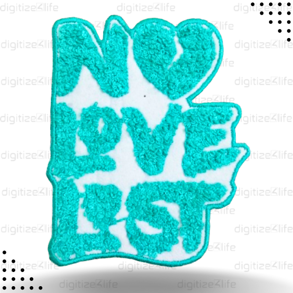 No Love Lost Vertical Text Chenille Patch
