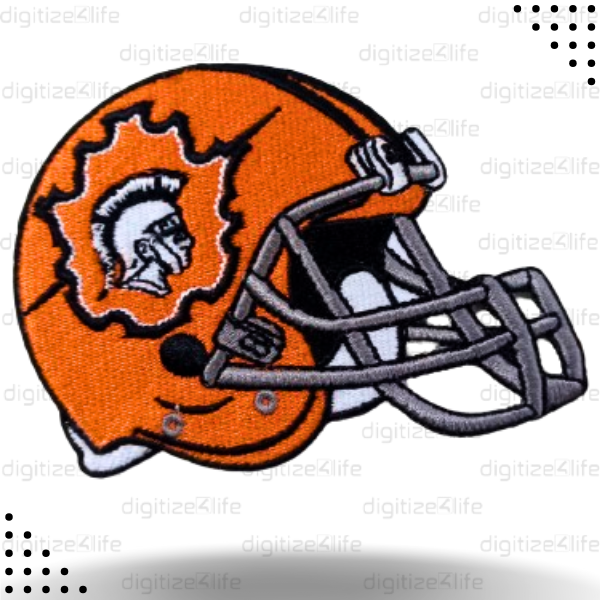 Orange Gladiator Helmet Embroidered Patch