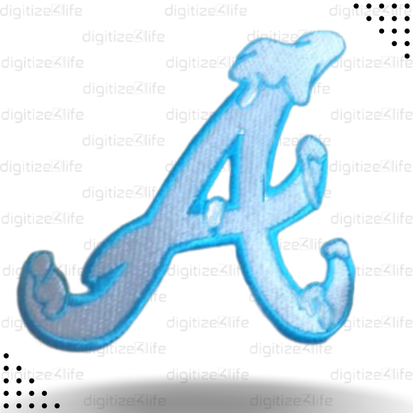 Stylish Letter A with Blue Outline Embroidered Patch