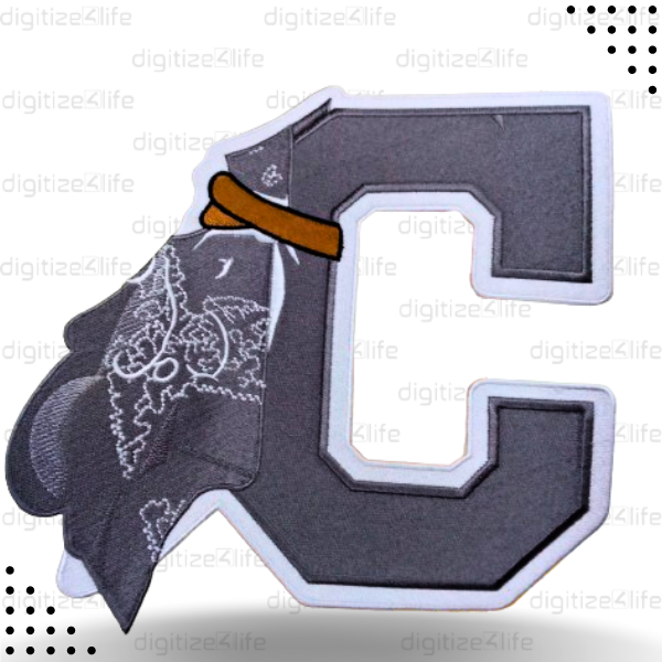 Gray Letter C with bandage Embroidered Patch