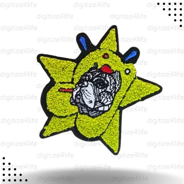 Dog on Green Star Chenille Patch