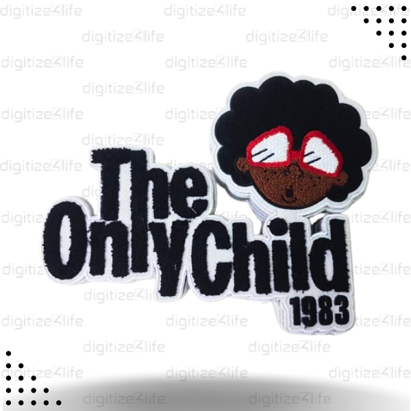 The Only Child Written with Boy Pic Chenille Patch