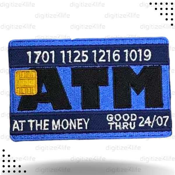 Blue ATM Card Embroidered Patch