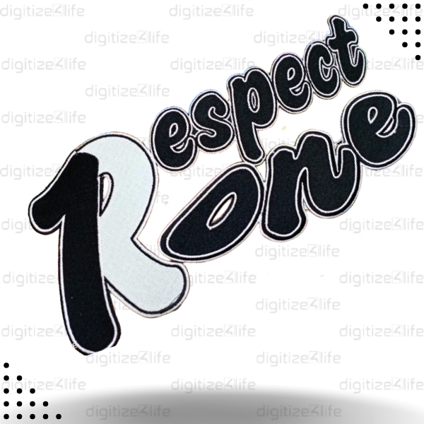 Black and White Respect One Text Embroidered Patch