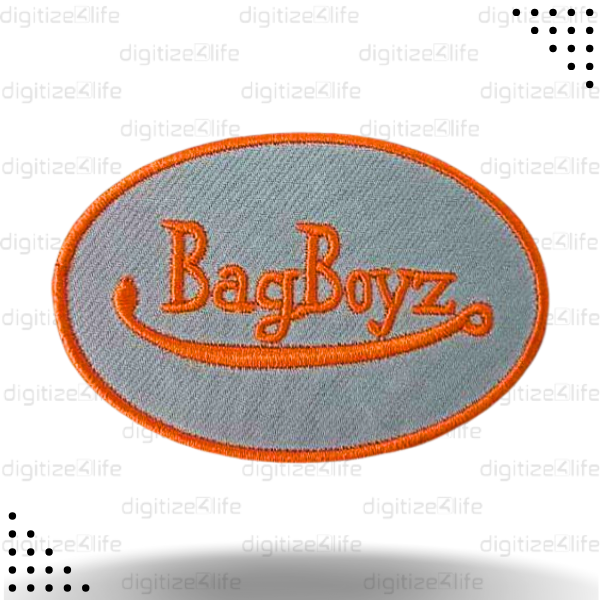 Gray and Orange BagBoyz Embroidered Patch