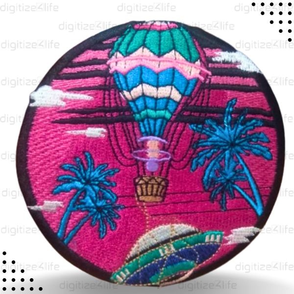 Hot Air Balloon Ride over Beach Embroidered Patch