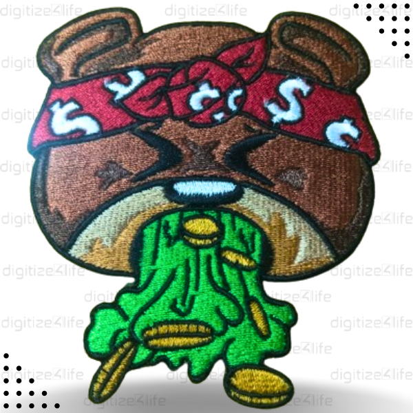 Bear Vomitting Coins Embroidered Patch