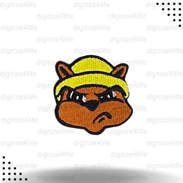Angry Cartoon with Yellow Hat Embroidered Patch