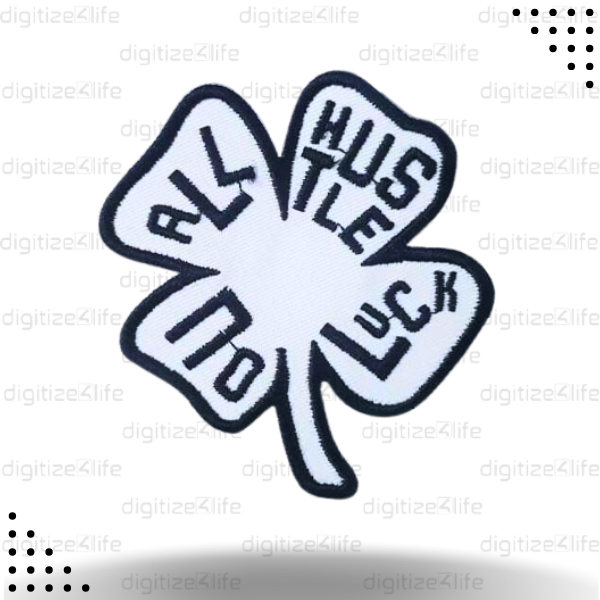 Black and White Leaf Clover Embroidered Patch